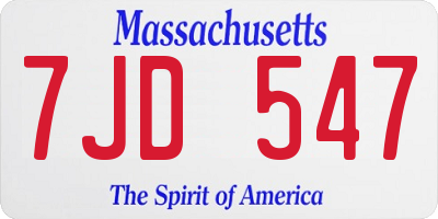 MA license plate 7JD547