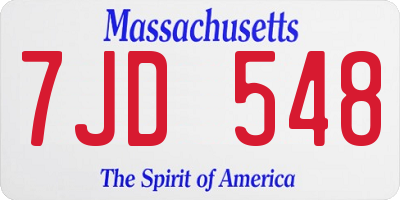 MA license plate 7JD548