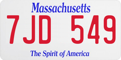 MA license plate 7JD549