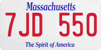 MA license plate 7JD550