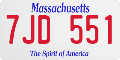 MA license plate 7JD551