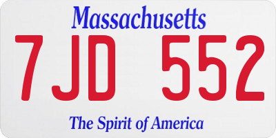 MA license plate 7JD552