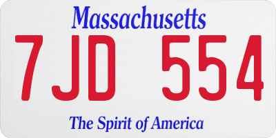MA license plate 7JD554