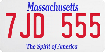 MA license plate 7JD555