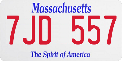 MA license plate 7JD557
