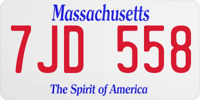 MA license plate 7JD558