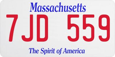 MA license plate 7JD559