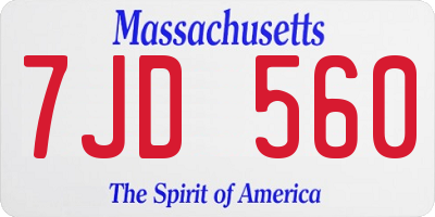 MA license plate 7JD560