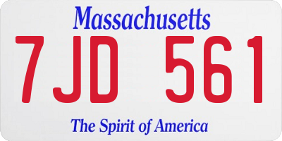 MA license plate 7JD561