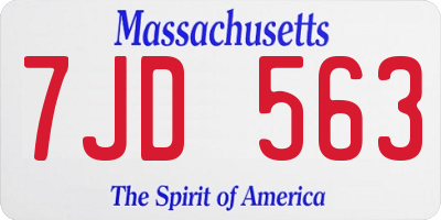 MA license plate 7JD563