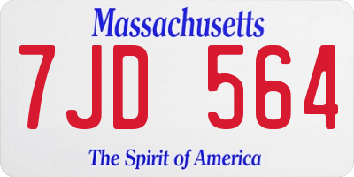 MA license plate 7JD564