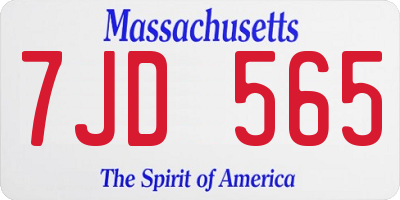 MA license plate 7JD565