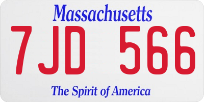 MA license plate 7JD566