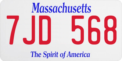 MA license plate 7JD568