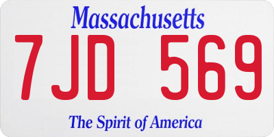 MA license plate 7JD569