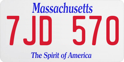 MA license plate 7JD570