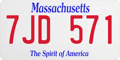 MA license plate 7JD571
