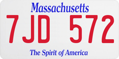 MA license plate 7JD572
