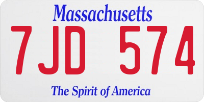 MA license plate 7JD574