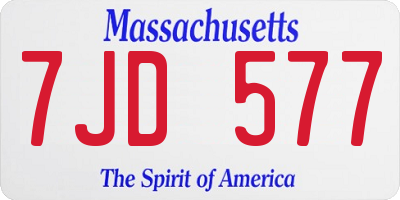 MA license plate 7JD577