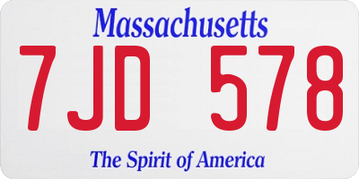 MA license plate 7JD578