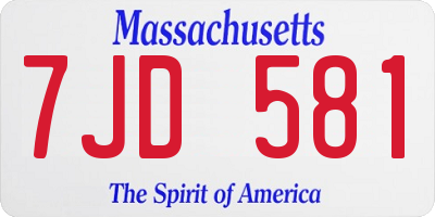 MA license plate 7JD581