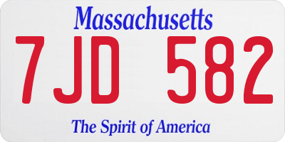 MA license plate 7JD582