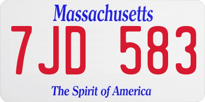 MA license plate 7JD583