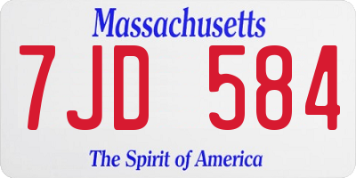 MA license plate 7JD584