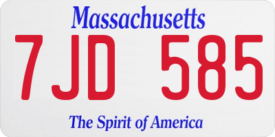MA license plate 7JD585