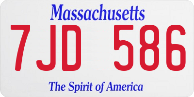 MA license plate 7JD586