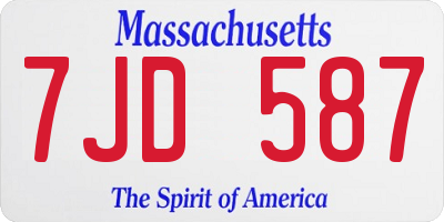 MA license plate 7JD587