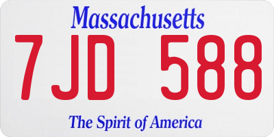 MA license plate 7JD588