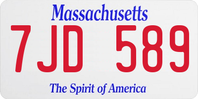 MA license plate 7JD589