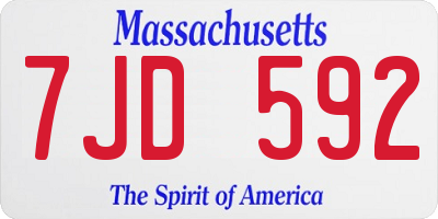 MA license plate 7JD592