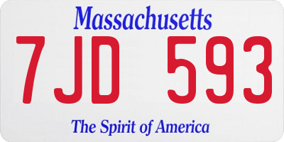 MA license plate 7JD593