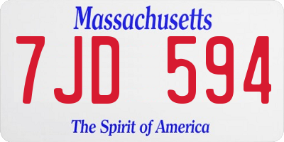 MA license plate 7JD594
