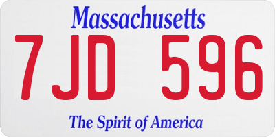MA license plate 7JD596