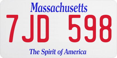 MA license plate 7JD598