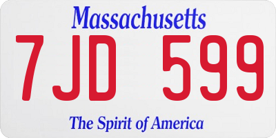 MA license plate 7JD599