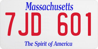 MA license plate 7JD601