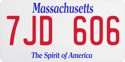 MA license plate 7JD606