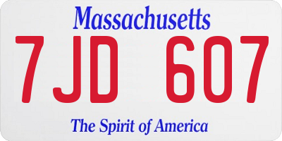 MA license plate 7JD607