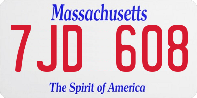 MA license plate 7JD608