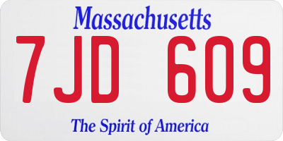 MA license plate 7JD609