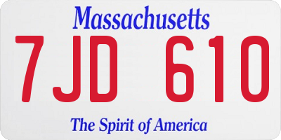 MA license plate 7JD610