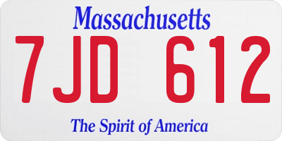 MA license plate 7JD612