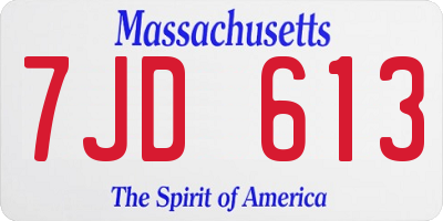 MA license plate 7JD613