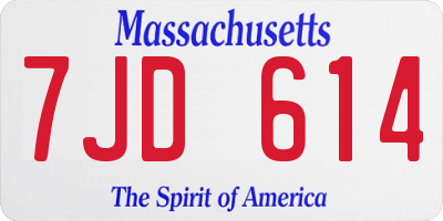 MA license plate 7JD614