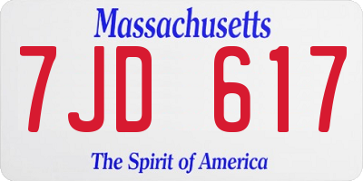 MA license plate 7JD617